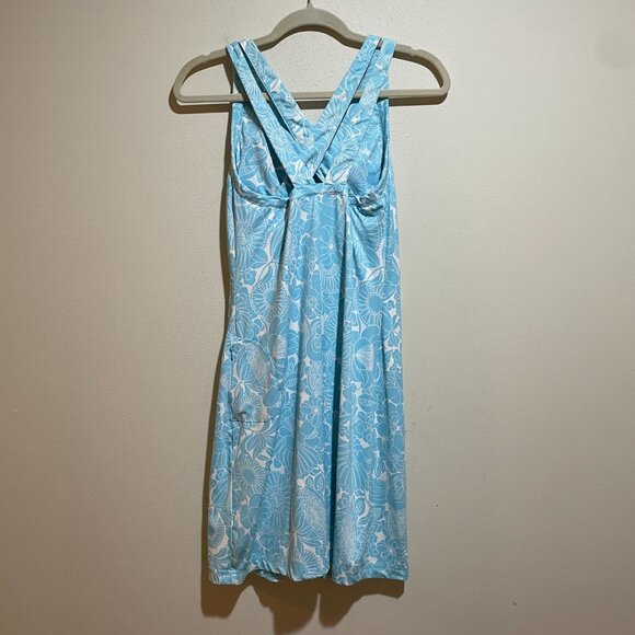 Title Nine Cirque De La Vie Blue Floral Strappy Criss Cross Back Dress Twiggy - Picture 6 of 13